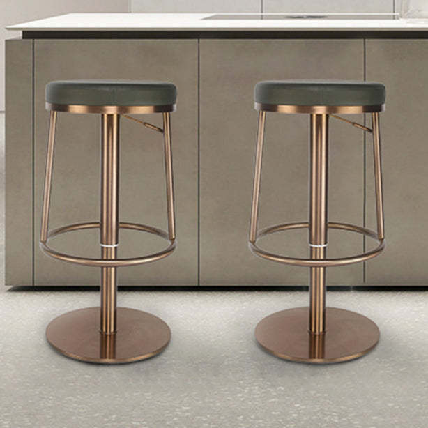 Modern Round Leather Steel Bar Stool