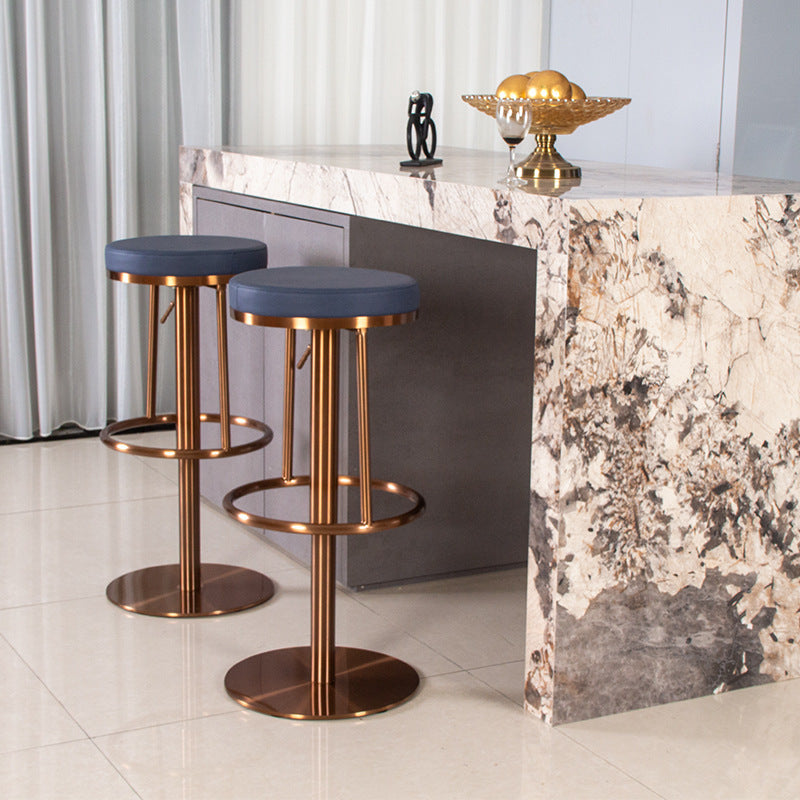 Modern Round Leather Steel Bar Stool