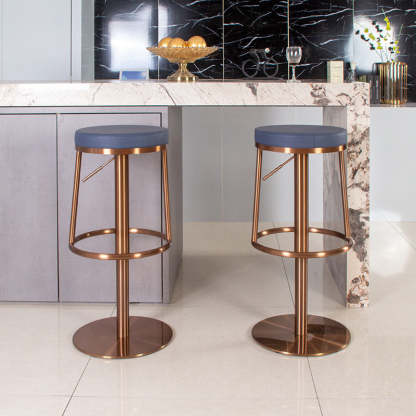 Modern Round Leather Steel Bar Stool