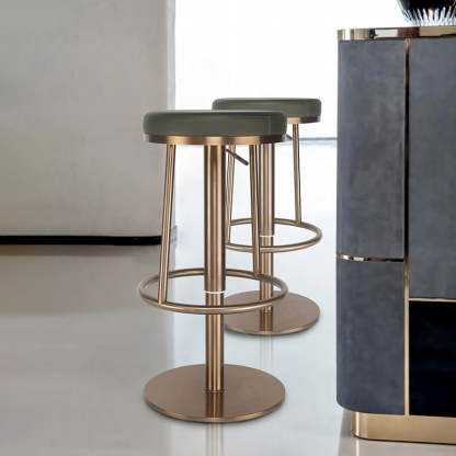Modern Round Leather Steel Bar Stool