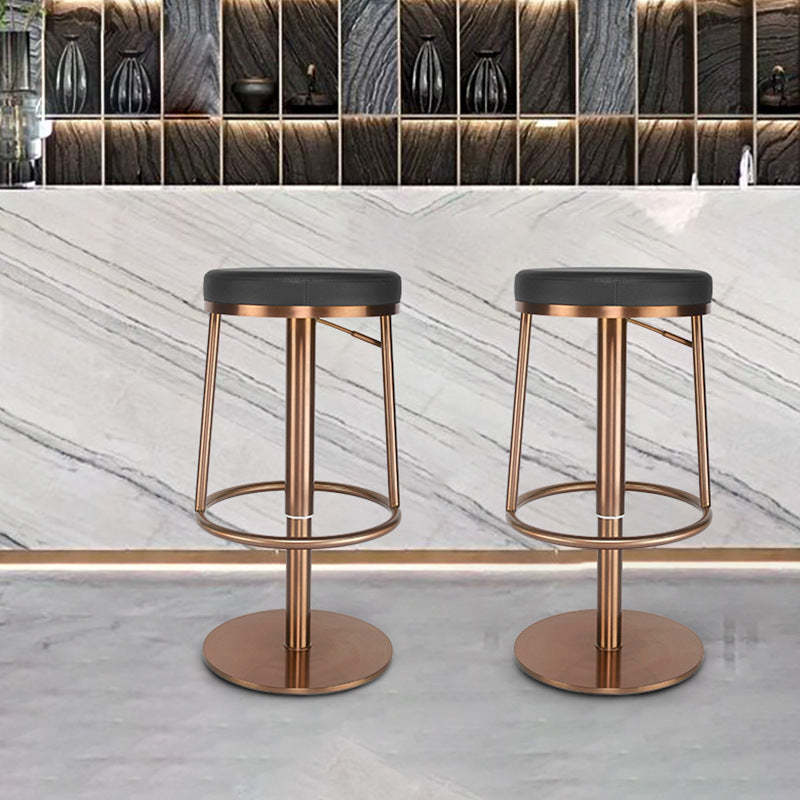 Modern Round Leather Steel Bar Stool
