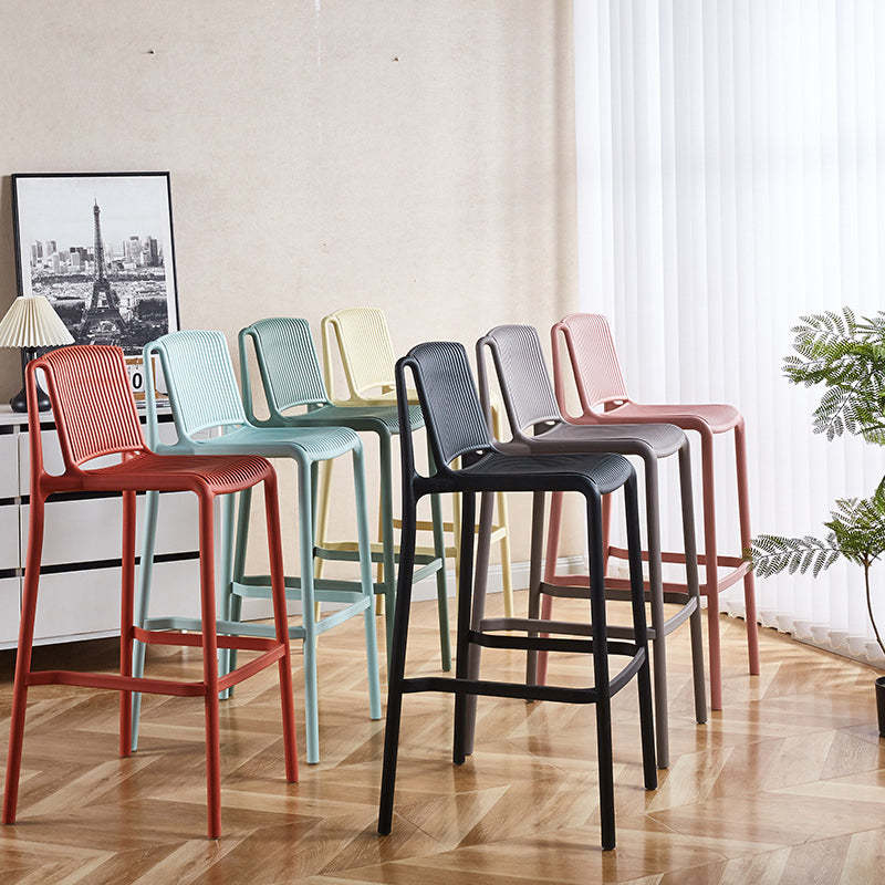 Minimalist Plastic Bar Stool with Backrest