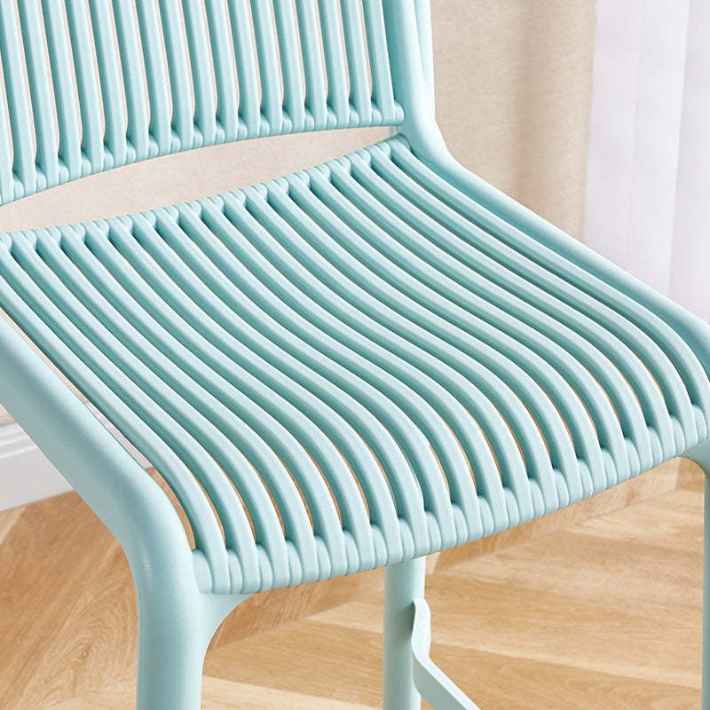 Minimalist Plastic Bar Stool with Backrest — Blue