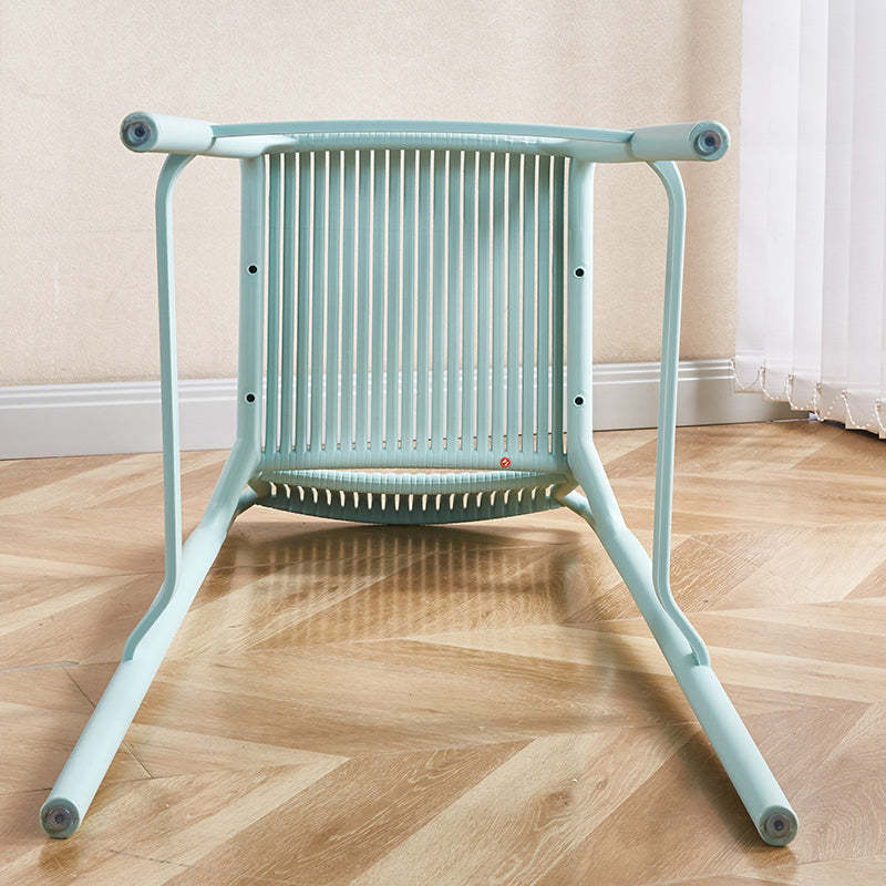Minimalist Plastic Bar Stool with Backrest — Yellow