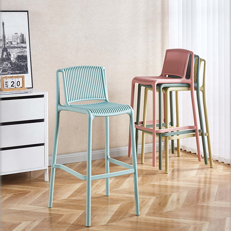 Minimalist Plastic Bar Stool with Backrest