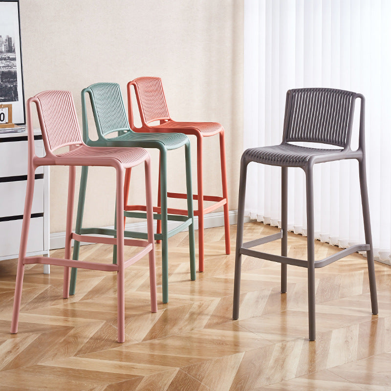 Minimalist Plastic Bar Stool with Backrest