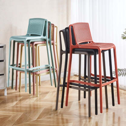 Minimalist Plastic Bar Stool with Backrest