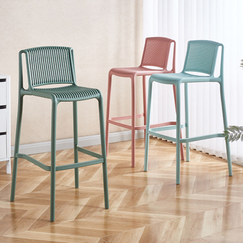 Minimalist Plastic Bar Stool with Backrest