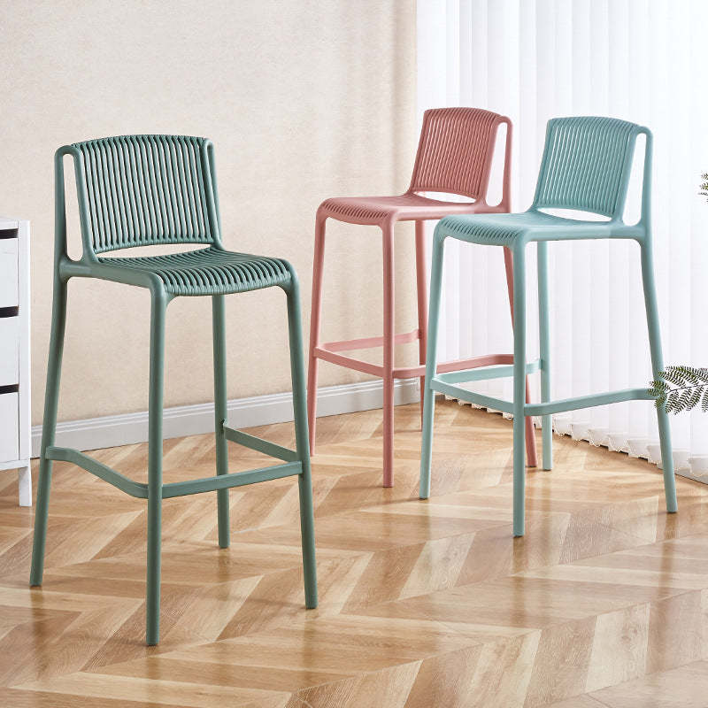 Minimalist Plastic Bar Stool with Backrest
