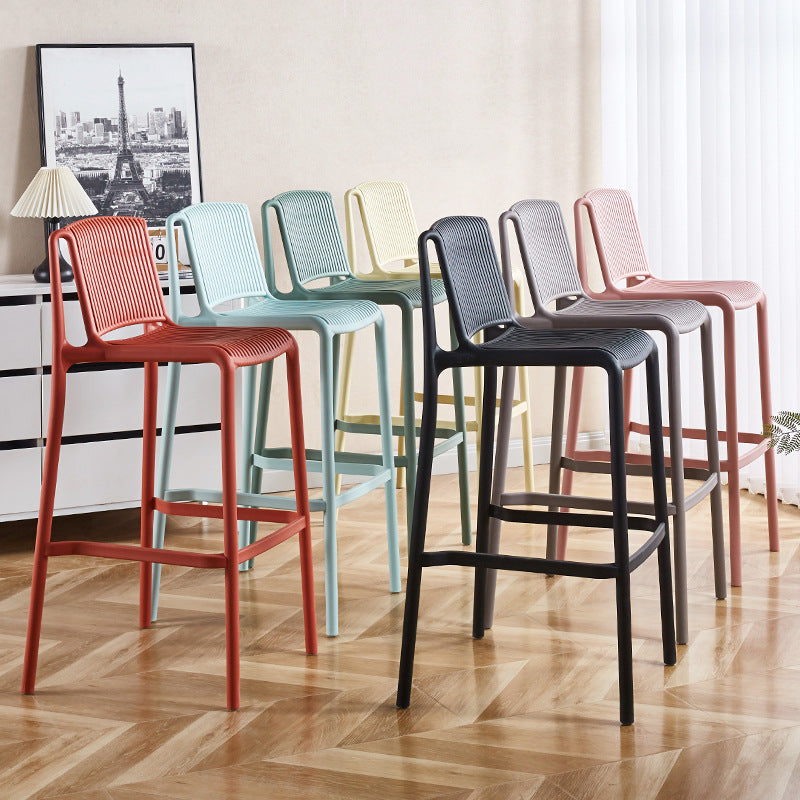 Minimalist Plastic Bar Stool with Backrest