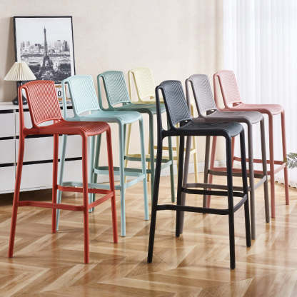 Minimalist Plastic Bar Stool with Backrest