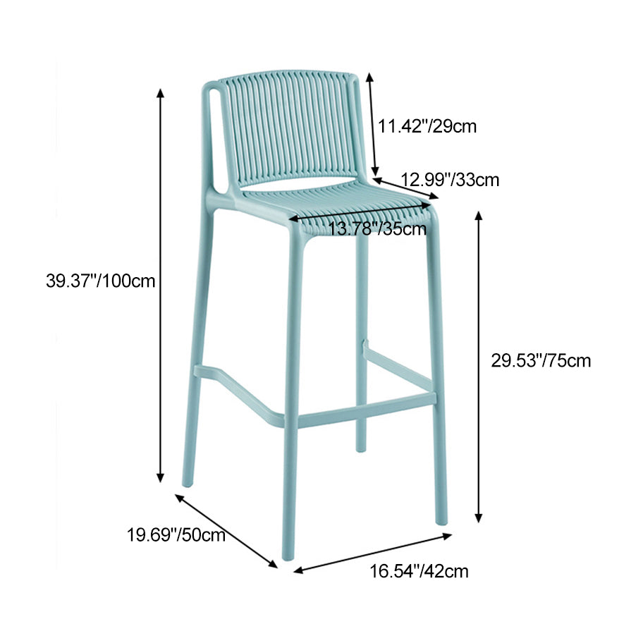 Minimalist Plastic Bar Stool with Backrest — White