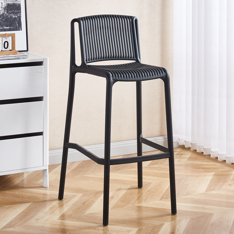 Minimalist Plastic Bar Stool with Backrest