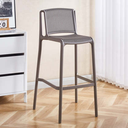 Minimalist Plastic Bar Stool with Backrest — Black