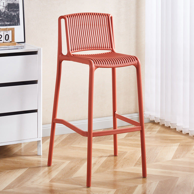 Minimalist Plastic Bar Stool with Backrest
