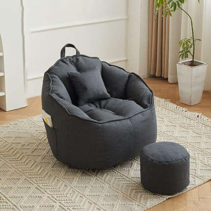 Scandinavian Round Leathaire Accent Chair