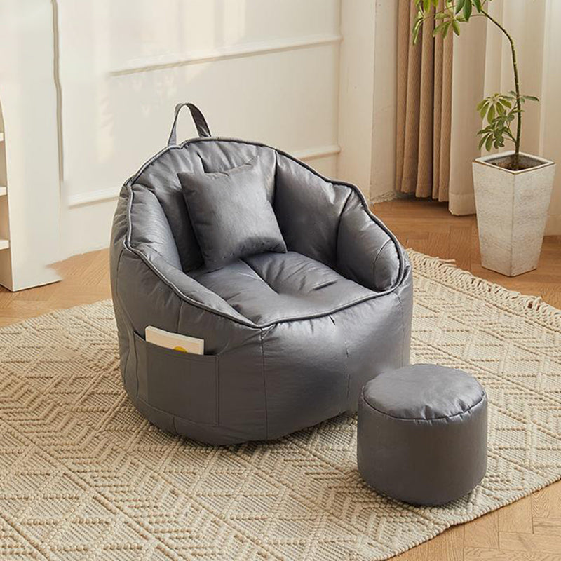 Scandinavian Round Leathaire Accent Chair