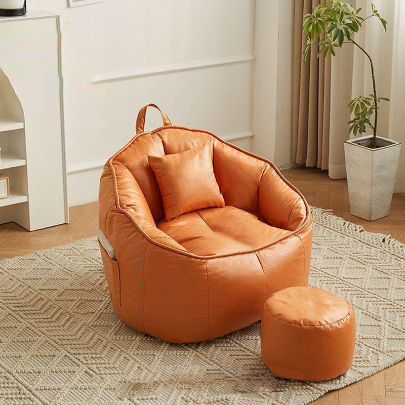 Scandinavian Round Leathaire Accent Chair