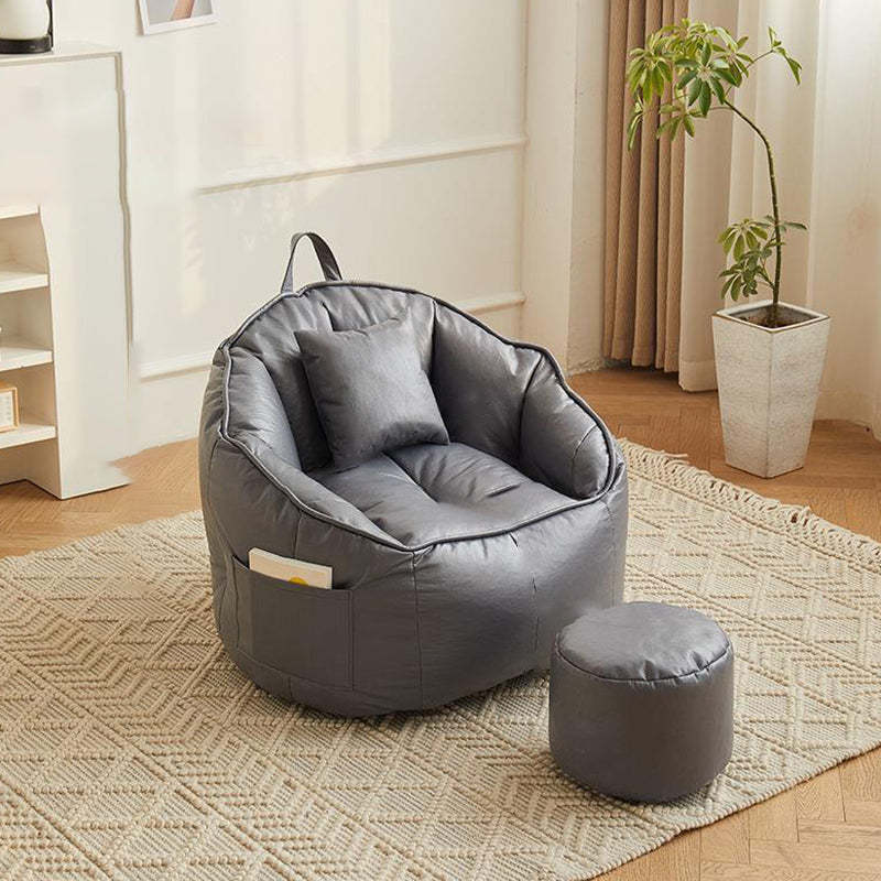 Scandinavian Round Leathaire Accent Chair
