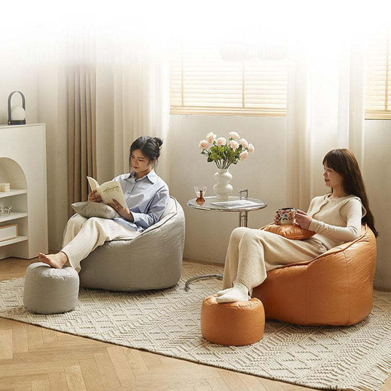 Scandinavian Round Leathaire Accent Chair