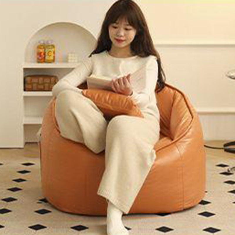Scandinavian Round Leathaire Accent Chair