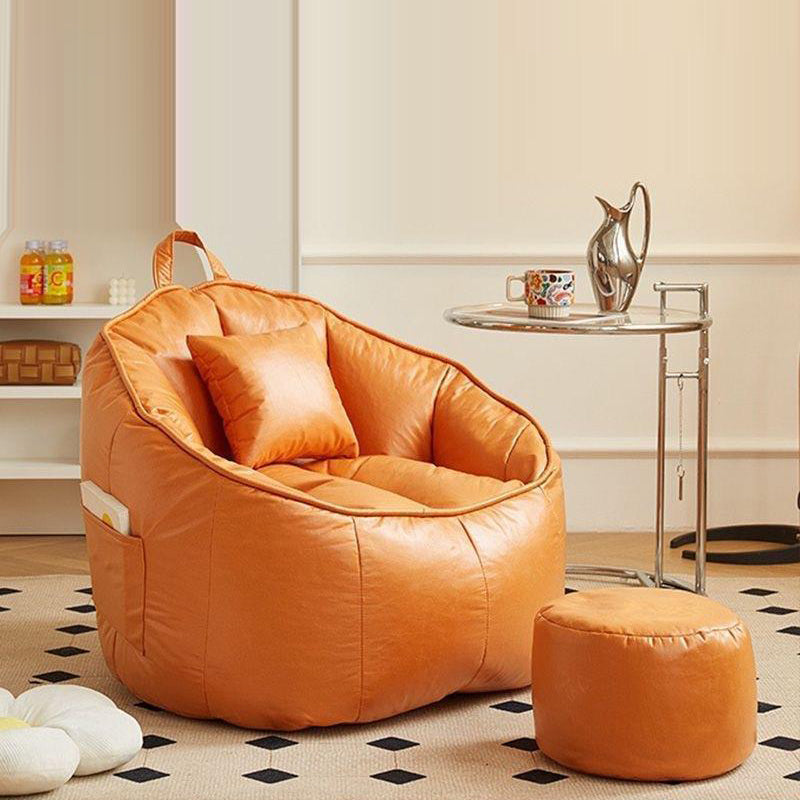 Scandinavian Round Leathaire Accent Chair