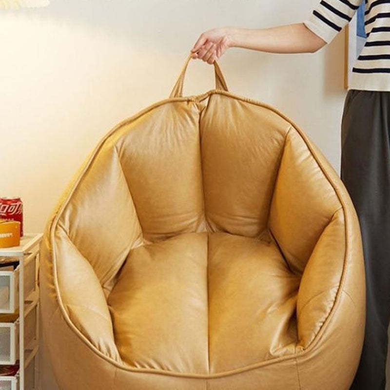 Scandinavian Round Leathaire Accent Chair — White