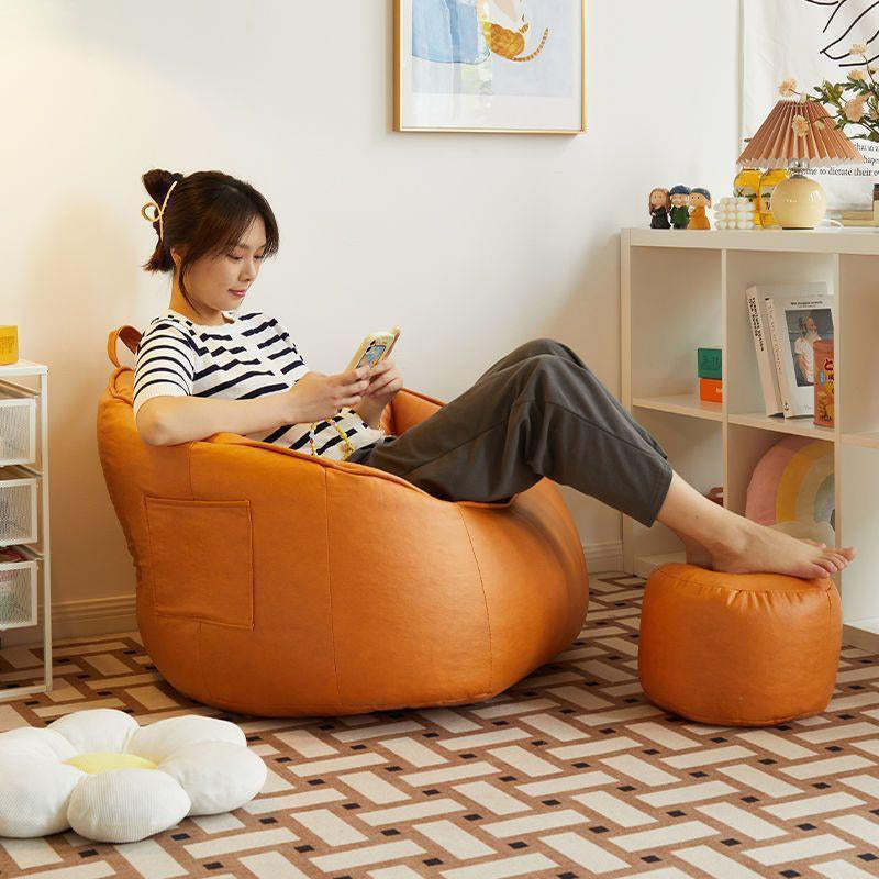 Scandinavian Round Leathaire Accent Chair