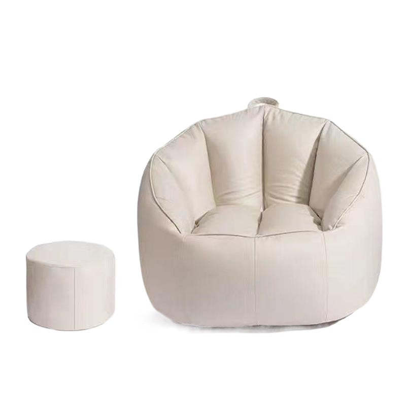 Scandinavian Round Leathaire Accent Chair
