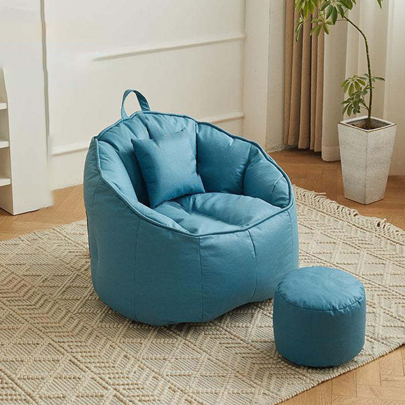 Scandinavian Round Leathaire Accent Chair — Light Gray