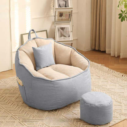Scandinavian Round Leathaire Accent Chair