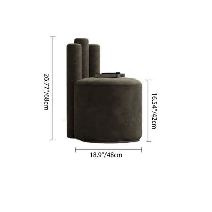 Modern Cylinder Wood Velvet Vanity Stool — Khaki