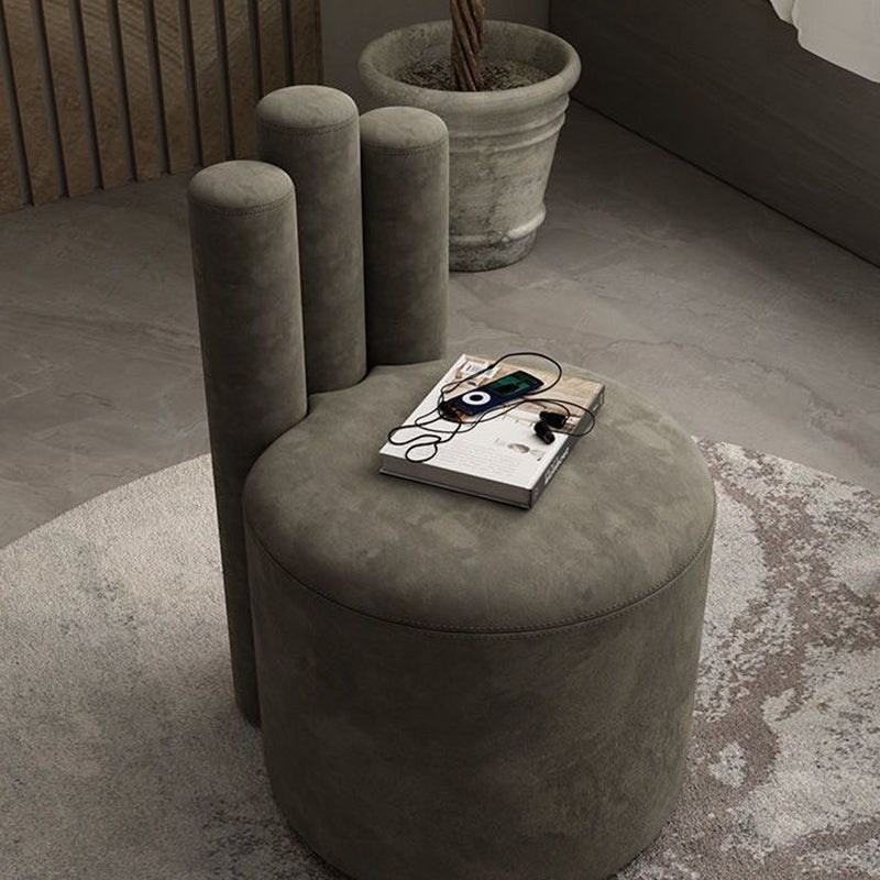Modern Cylinder Wood Velvet Vanity Stool — Pink