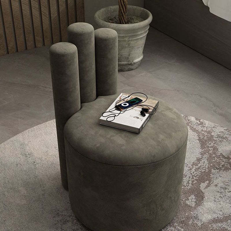 Modern Cylinder Wood Velvet Vanity Stool — Pink
