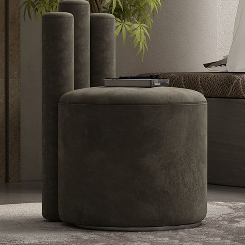 Modern Cylinder Wood Velvet Vanity Stool
