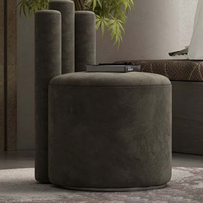 Modern Cylinder Wood Velvet Vanity Stool