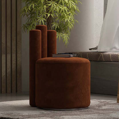 Modern Cylinder Wood Velvet Vanity Stool