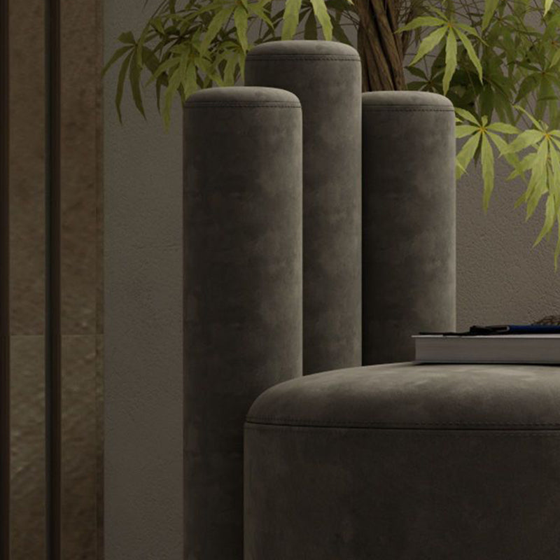 Modern Cylinder Wood Velvet Vanity Stool