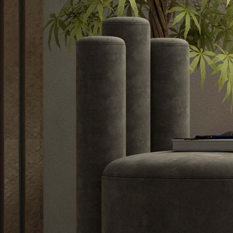 Modern Cylinder Wood Velvet Vanity Stool