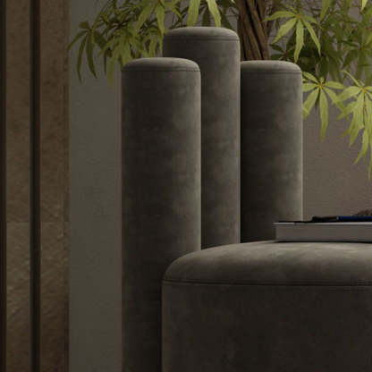 Modern Cylinder Wood Velvet Vanity Stool