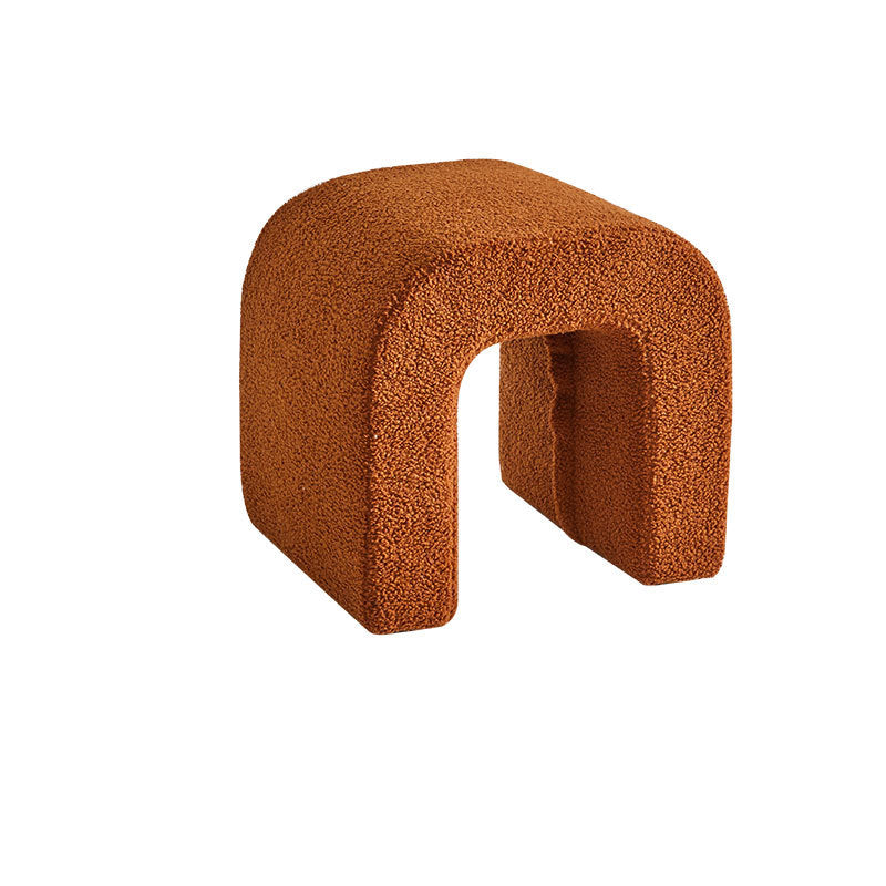 U-Shape Lambswool Wood Vanity Stool