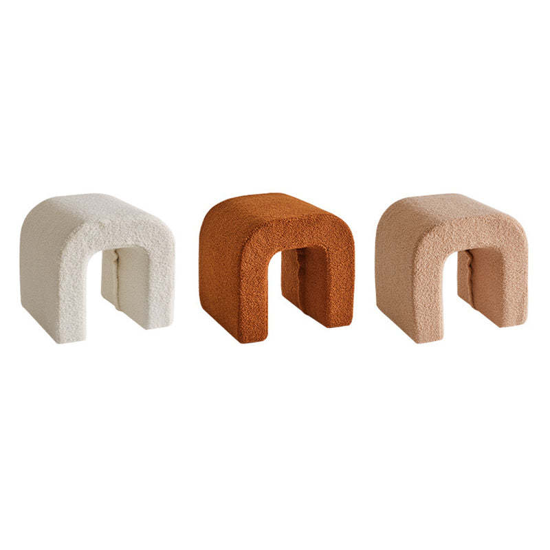 U-Shape Lambswool Wood Vanity Stool