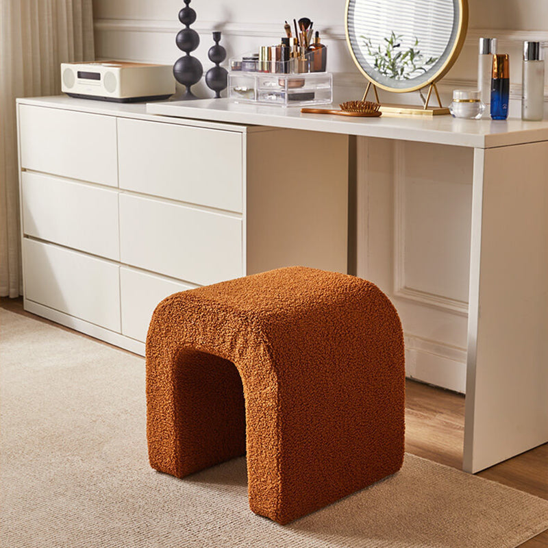U-Shape Lambswool Wood Vanity Stool
