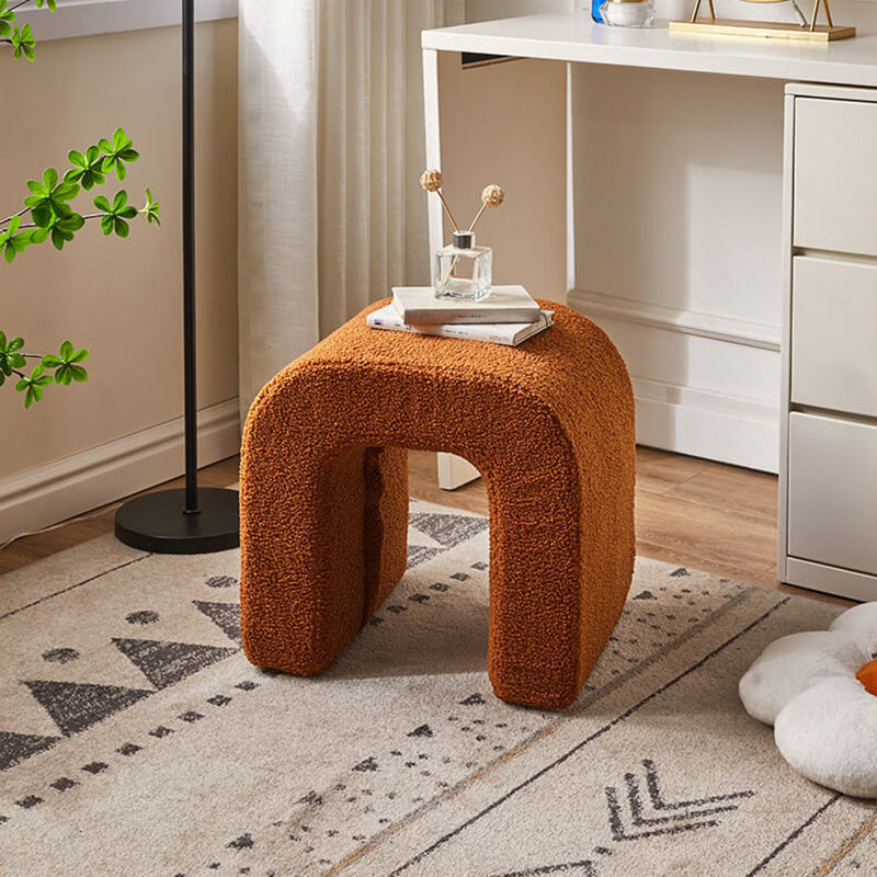 U-Shape Lambswool Wood Vanity Stool