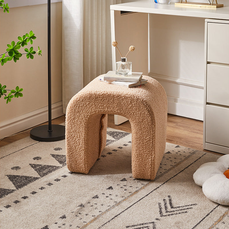 U-Shape Lambswool Wood Vanity Stool