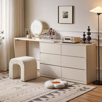 U-Shape Lambswool Wood Vanity Stool