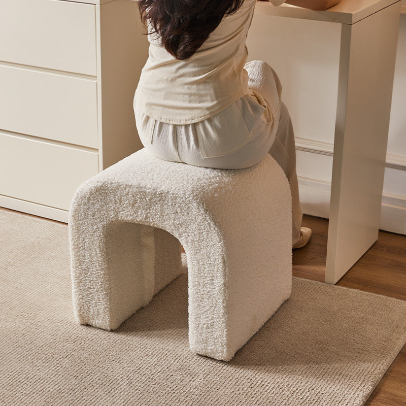 U-Shape Lambswool Wood Vanity Stool