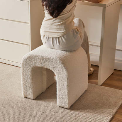 U-Shape Lambswool Wood Vanity Stool