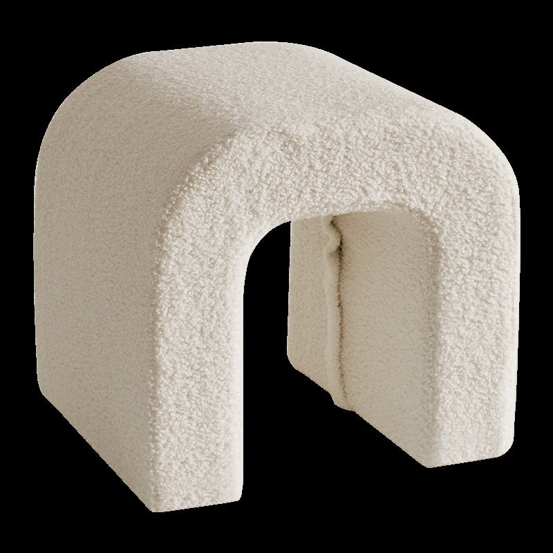 U-Shape Lambswool Wood Vanity Stool