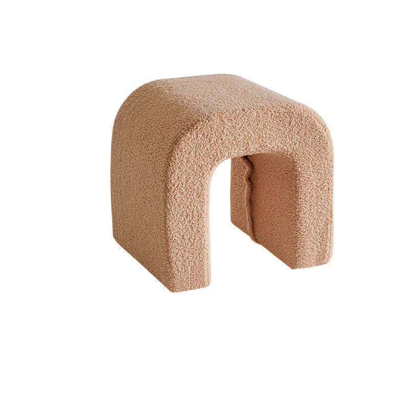 U-Shape Lambswool Wood Vanity Stool